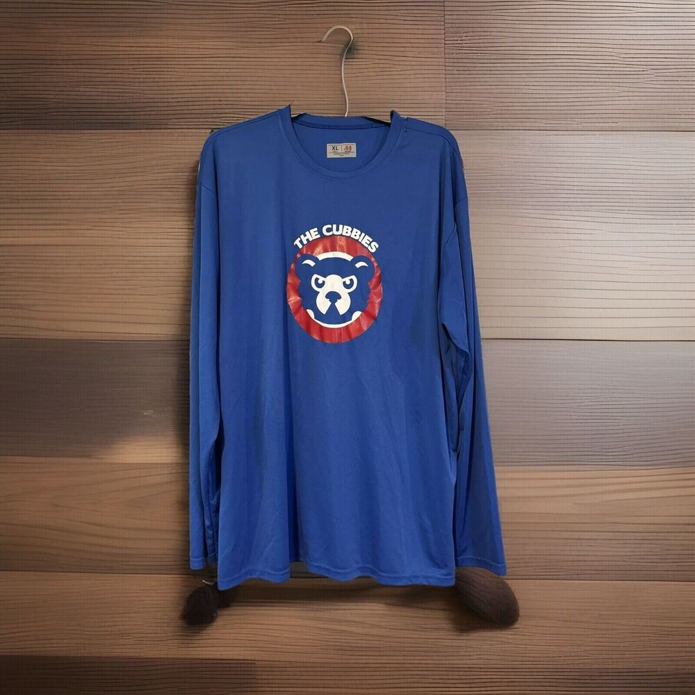Chicago Cubs XL The Cubbies Long Sleeve T-Shirt Bear Logo Blue Men's Baseball A4